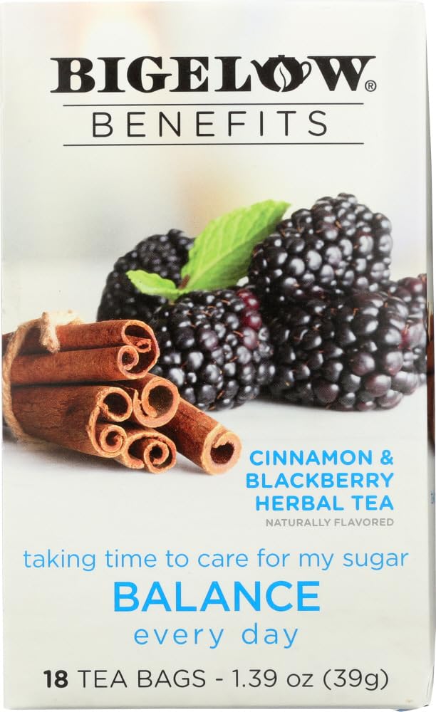Bigelow Benefits Cinnamon Blackberry tea pack with two boxes for daily rituals.