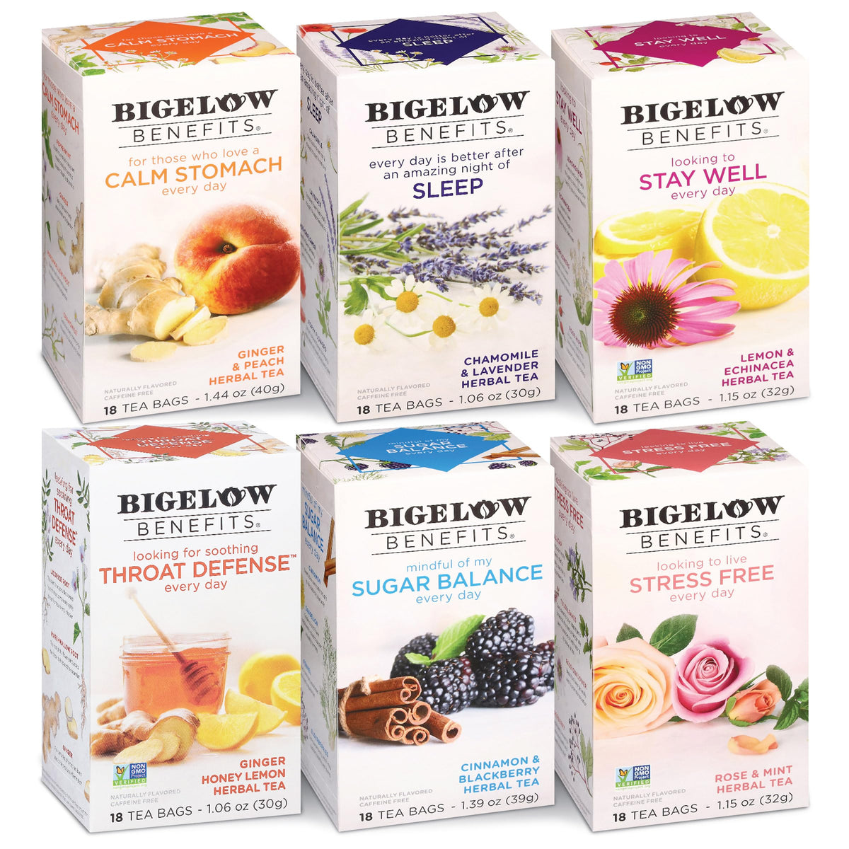 Bigelow Benefits Ginger Peach tea bag close-up, highlighting a refreshing flavor moment