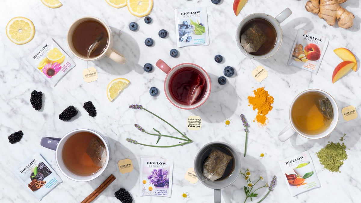 Bigelow Benefits Lemon Echinacea tea bag, showcasing a bright citrus blend