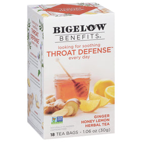 Bigelow Benefits Throat Defense ginger honey lemon tea bag for soothing warmth
