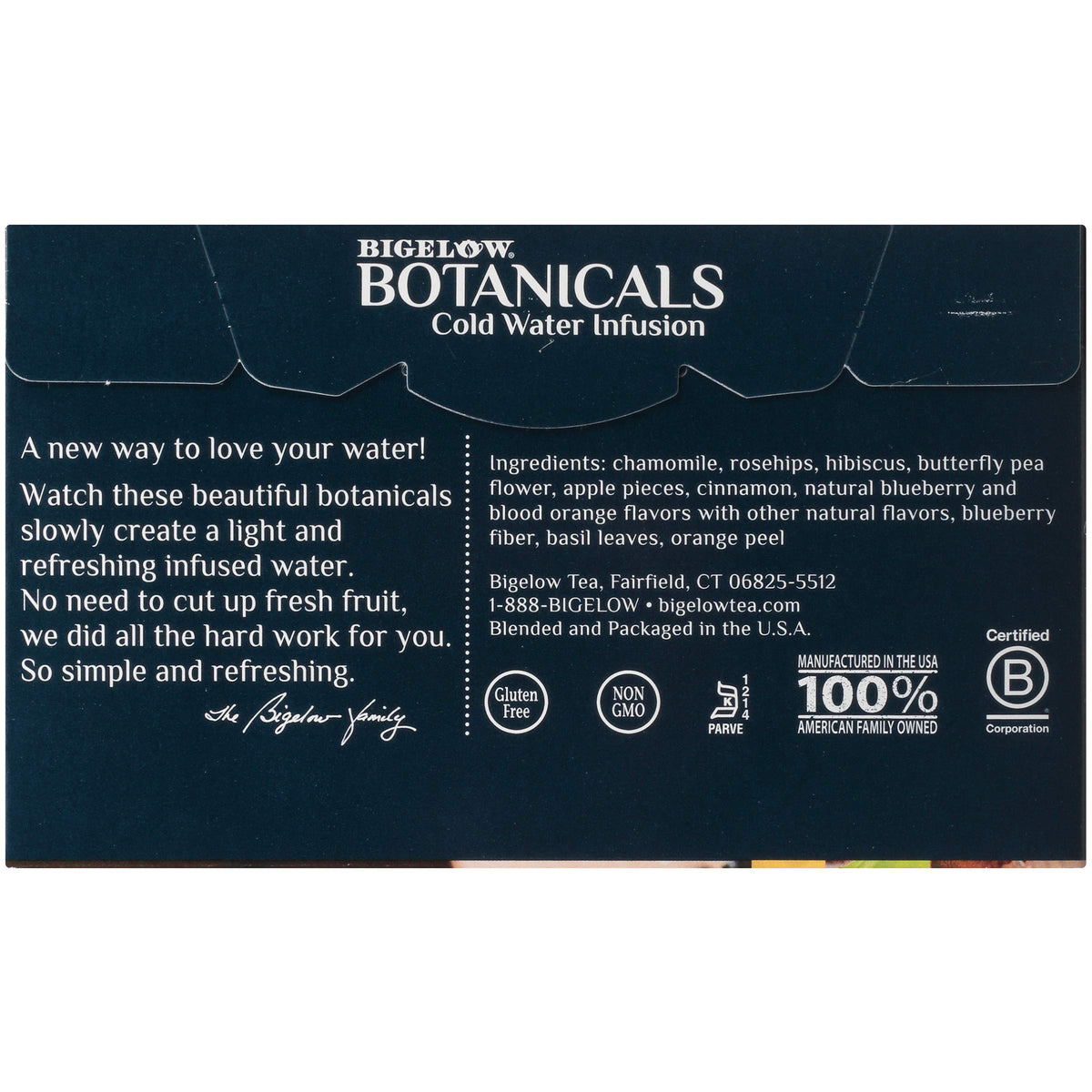 Bigelow Botanicals blueberries and citrus slices boost fresh aroma and taste