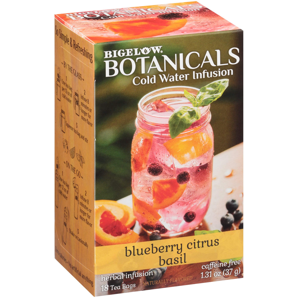 Bigelow Botanicals blueberry citrus basil tea bag for a refreshing infusion