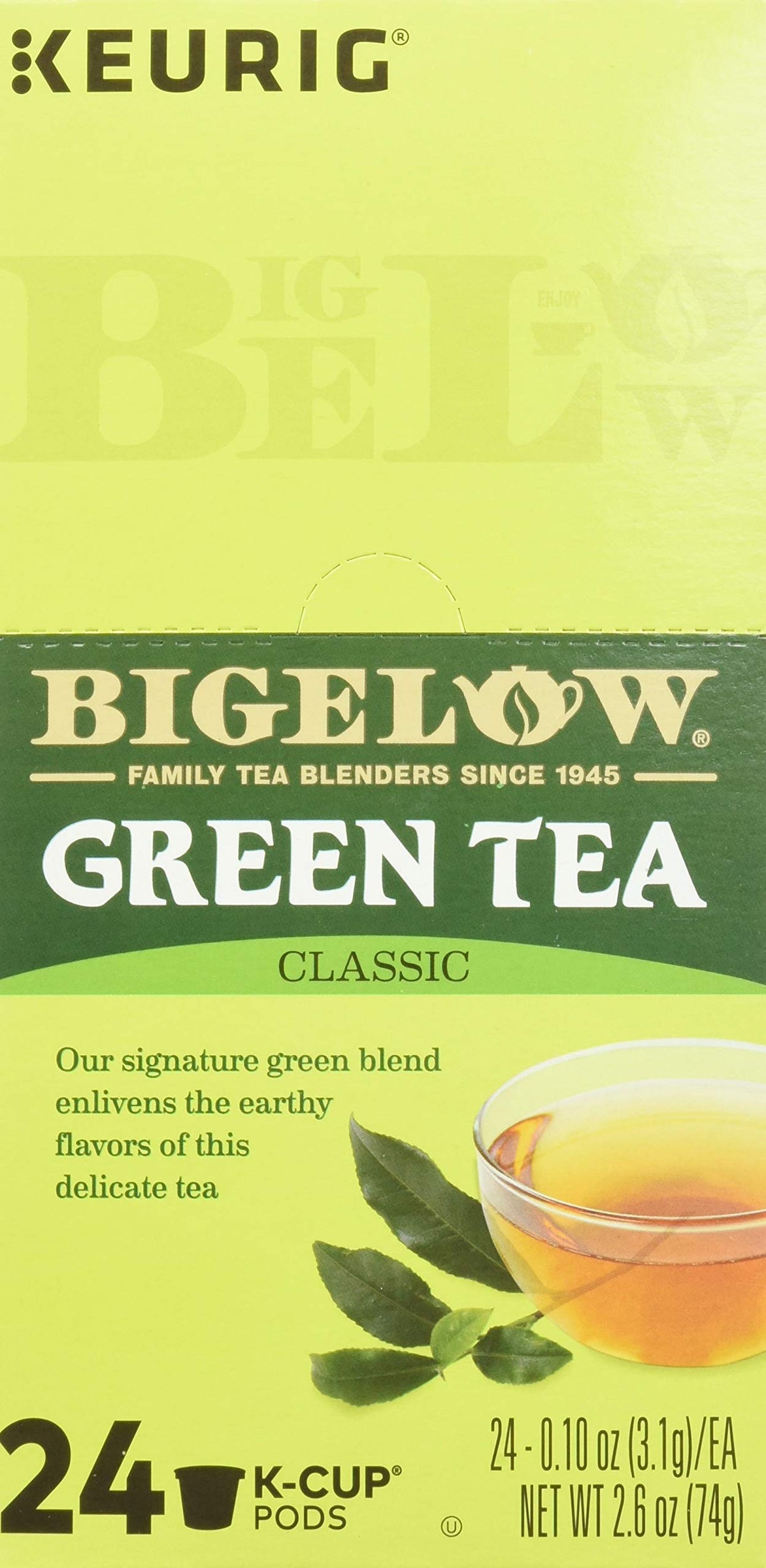 Bigelow label with kosher mark closeup.