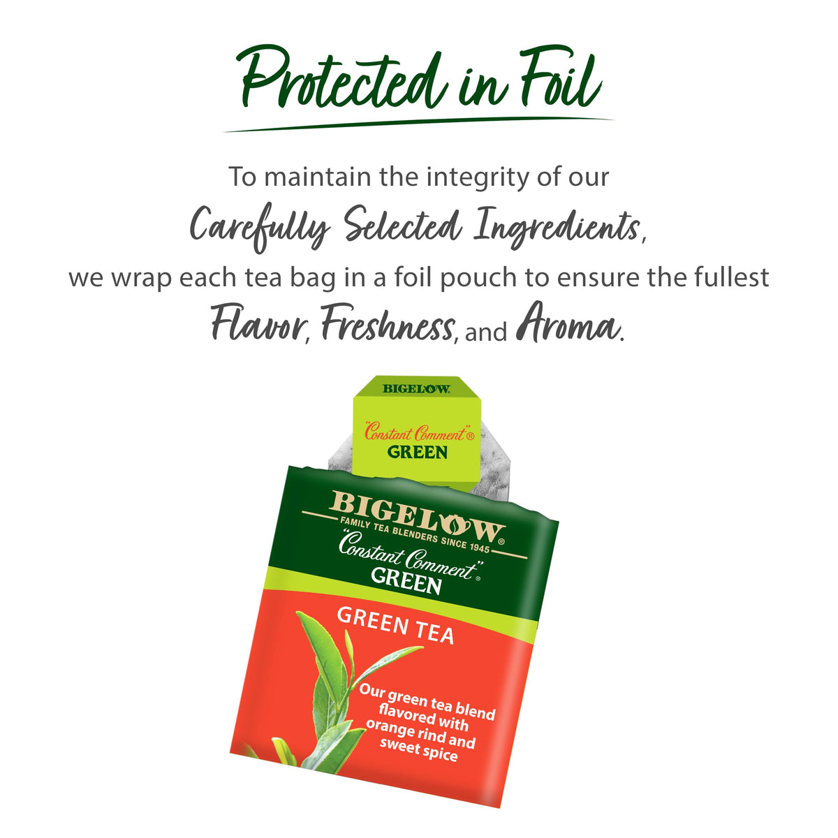 Six-pack of Constant Comment Green Tea showing 120 bags for long-lasting supply