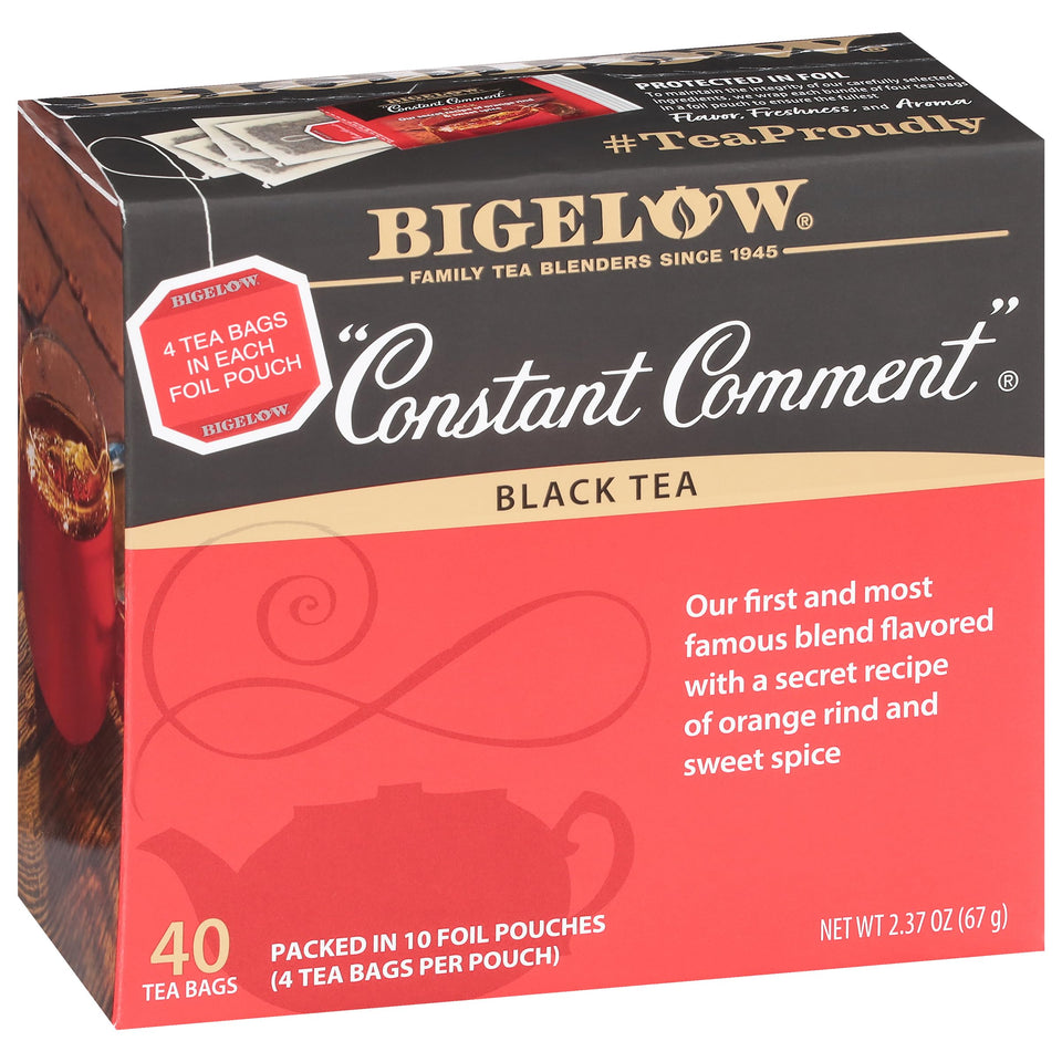Bigelow Constant Comment tea bags ready for a flavorful cup.