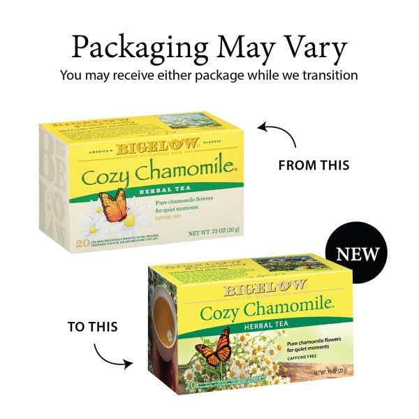 Fragrant brew of Bigelow Cozy Chamomile invites relaxation after a long day.
