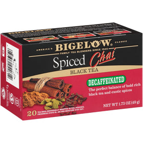 Bigelow Decaffeinated Spiced Chai box ready for cozy mornings.