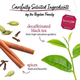 Bigelow Decaffeinated Spiced Chai brewed cup reveals warm aroma.