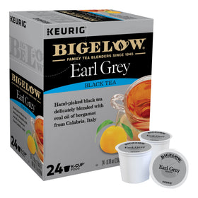 Bigelow Earl Grey Tea K-Cup box with 24-count package and bergamot aroma.
