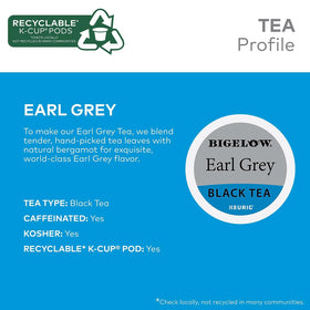 Aromatically rich Earl Grey aroma from Bergamot in Bigelow blend.