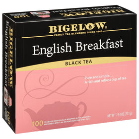 Bigelow English Breakfast tea box with 100 bags for daily use.