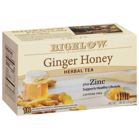 Bigelow Ginger Honey Plus Zinc tea bags ready for brewing