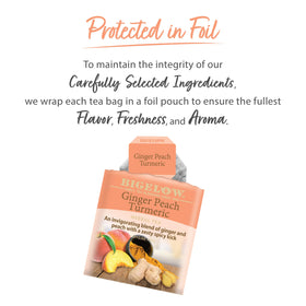 Bigelow Ginger Peach Turmeric Tea ready-to-brew for hot or iced beverages
