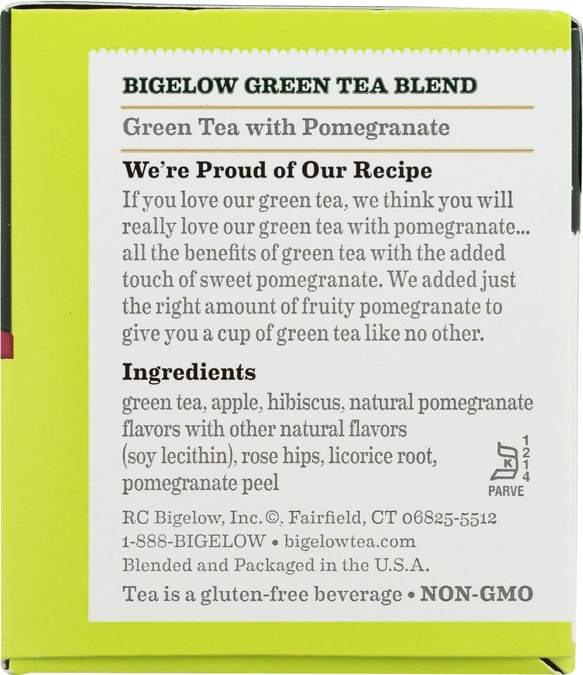 Iced Bigelow Green with Pomegranate tea offers a refreshing cold option