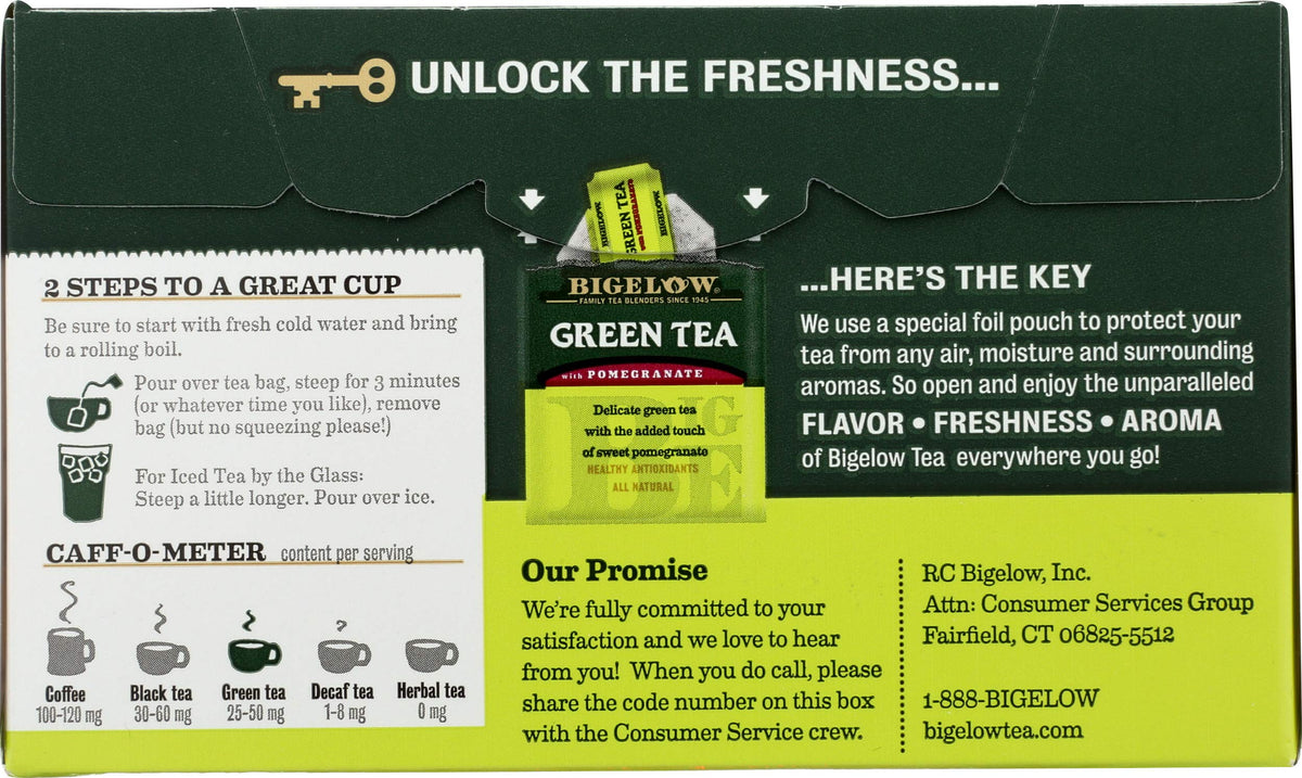 Steeping Bigelow Green with Pomegranate releases a bright green tea aroma
