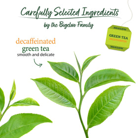 Bigelow green tea cup steaming reveals delicate aroma.
