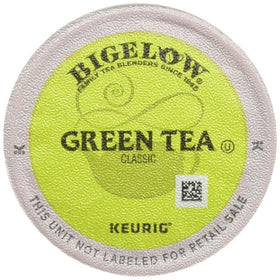 Bigelow Green Tea K-Cups pack of 24, front view for Keurig brewers.