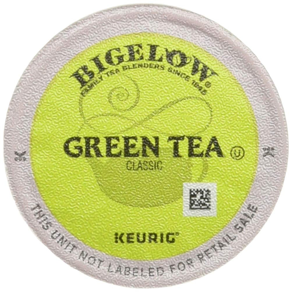 Bigelow Green Tea K-Cups pack of 24, front view for Keurig brewers.