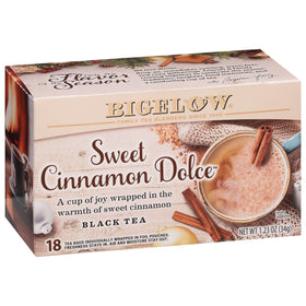 Bigelow Tea Hot Cinnamon Black Tea in a steaming cup for cozy winter mornings.