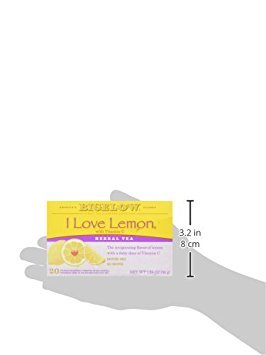 Bigelow I Love Lemon cup with lemon slice for a soothing gluten-free break.
