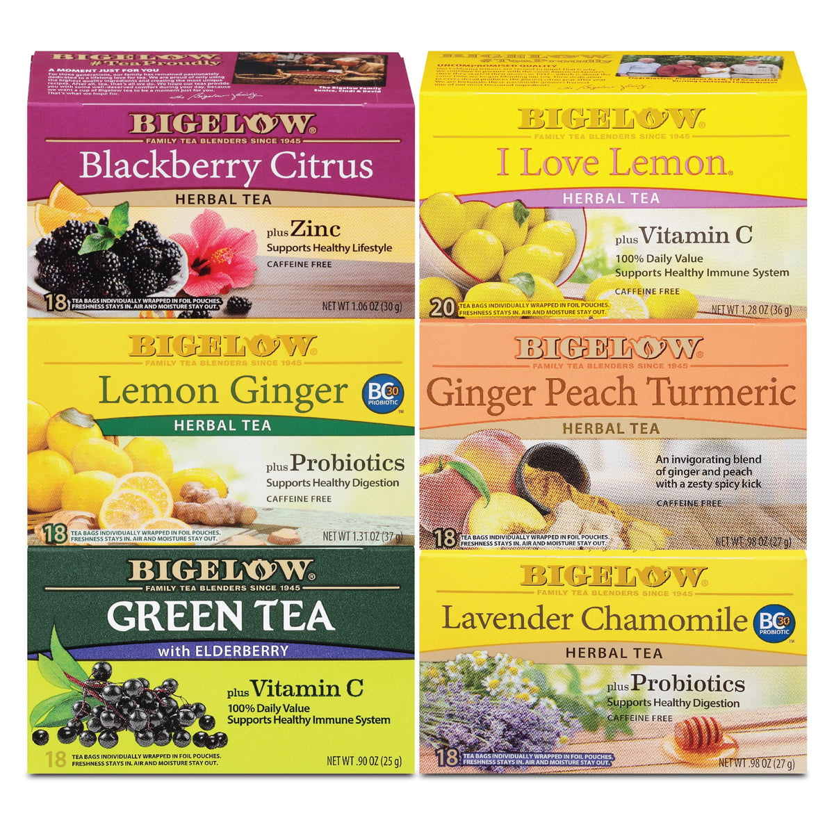 Bigelow Immunity Variety Pack front view showing assorted tea boxes for everyday immune-support options