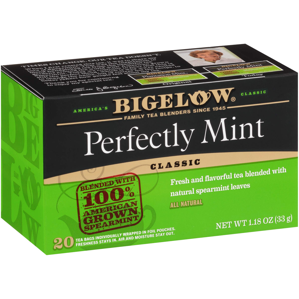 Bigelow Perfectly Mint Black Tea bags ready for a refreshing morning ritual