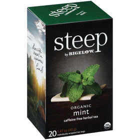 Bigelow Organic Mint Tea packaging with USDA Organic verification.