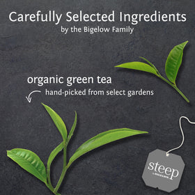 Bigelow Organic Green Tea tea bags wrapped for peak flavor and aroma on the go.