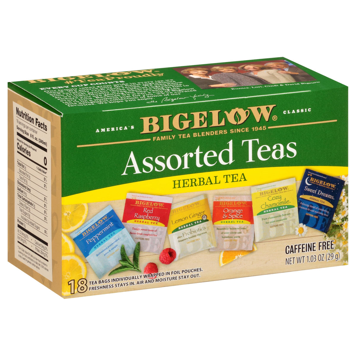 Bigelow Tea 108-count assorted herbal tea variety pack for hot or iced enjoyment.