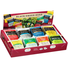 Bigelow Tea Assortment with 64 tea bags for daily flavor variety.
