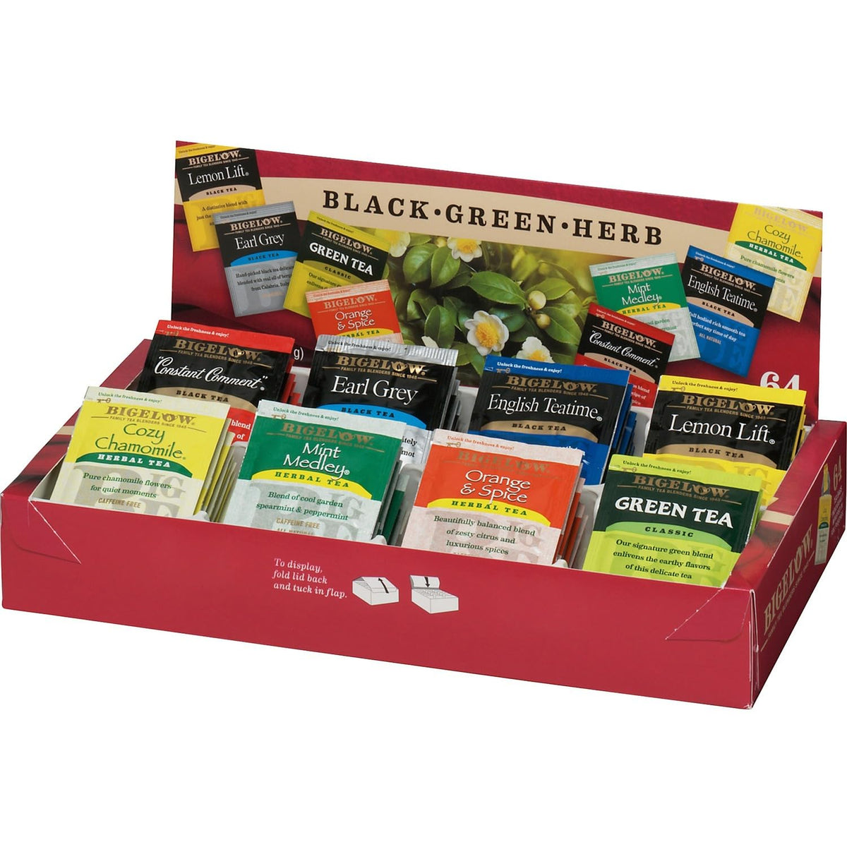 Bigelow Tea Assortment shows USA-made blending and packaging with a long-standing quality tradition.
