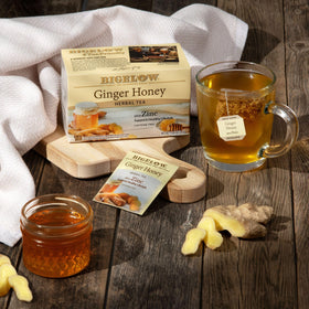 Bigelow Ginger Honey Plus Zinc offers caffeine-free warmth in a cup