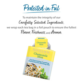 Steeping Bigelow Chamomile Mint reveals gentle herbal flavors and aroma.