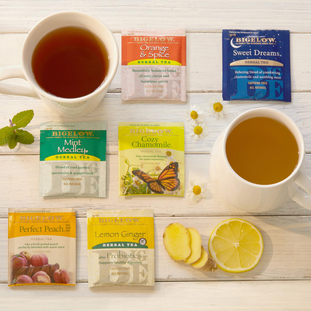 Bigelow Cozy Chamomile tea bag, ideal for a soothing evening ritual.