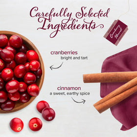 Cranberry Harvest cup with steam, evoking cozy, caffeine-free sipping moments