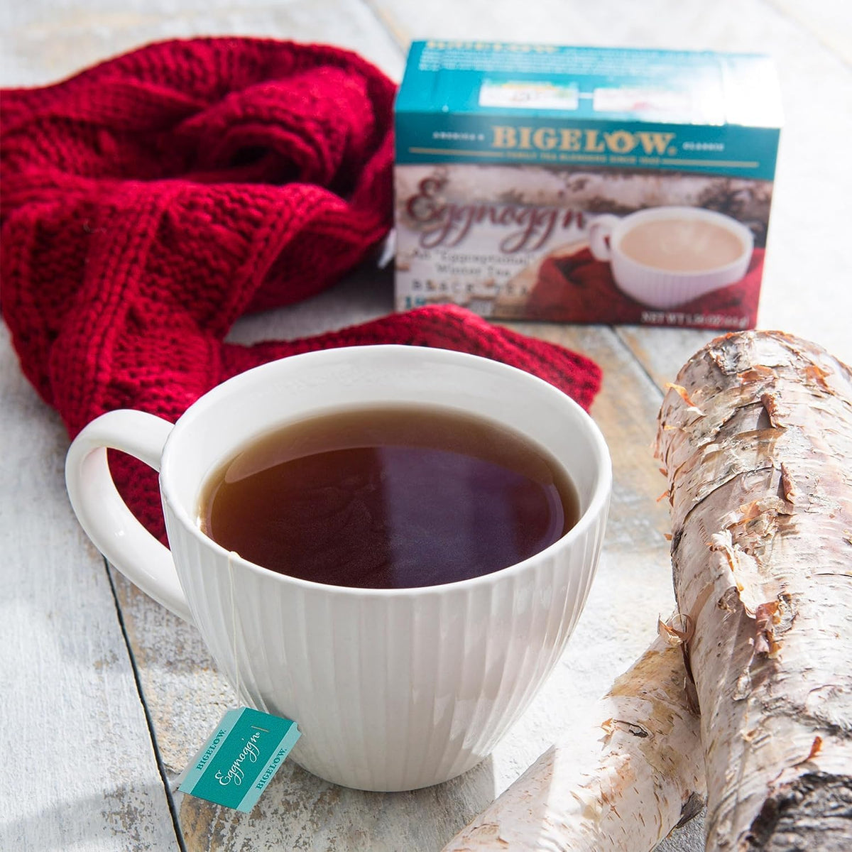 Gift-pack display featuring Bigelow Eggnogg'n for seasonal gifting.