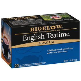 Bigelow English Teatime black tea bags deliver full-bodied flavor.