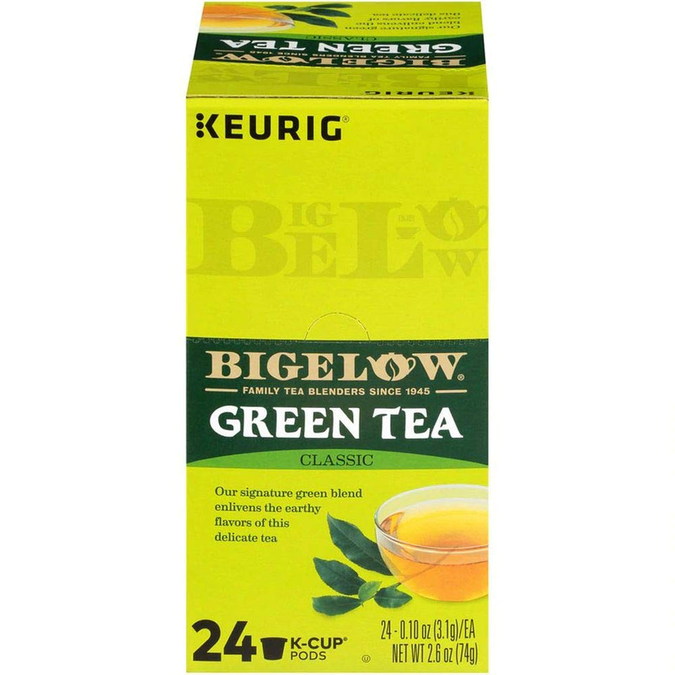 Bigelow Tea Green Tea K-Cup visual for quick, convenient caffeinated refreshment