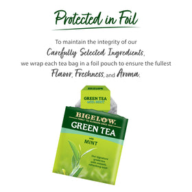 Bigelow Green Tea with Mint foil-wrapped tea bags preserve peak aroma