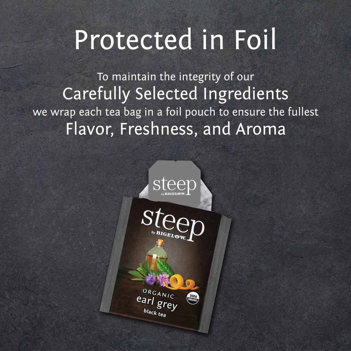 Bigelow tea brewed hot or iced, offering flexible serving options.