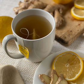 Bigelow Tea Lemon Ginger Probiotics tea bags inside pack for on-the-go brewing