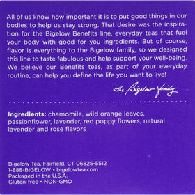 Bigelow Sleep Chamomile Lavender evokes a cozy nighttime tea moment.