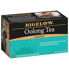 Bigelow Oolong Tea box view, a versatile brew to pair with meals.