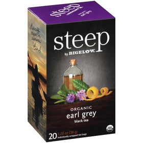 Bigelow Organic Earl Grey tea bags with bergamot notes for a full-bodied cup.