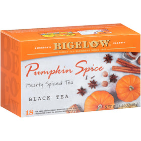 Bigelow Pumpkin Spice tea bag with rich aroma of pumpkin and spice