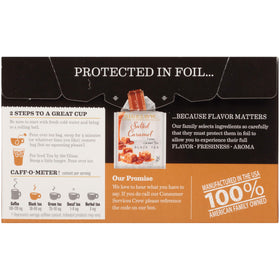 Holiday-ready Bigelow Salted Caramel Black Tea setup suggesting seasonal flavor at home.