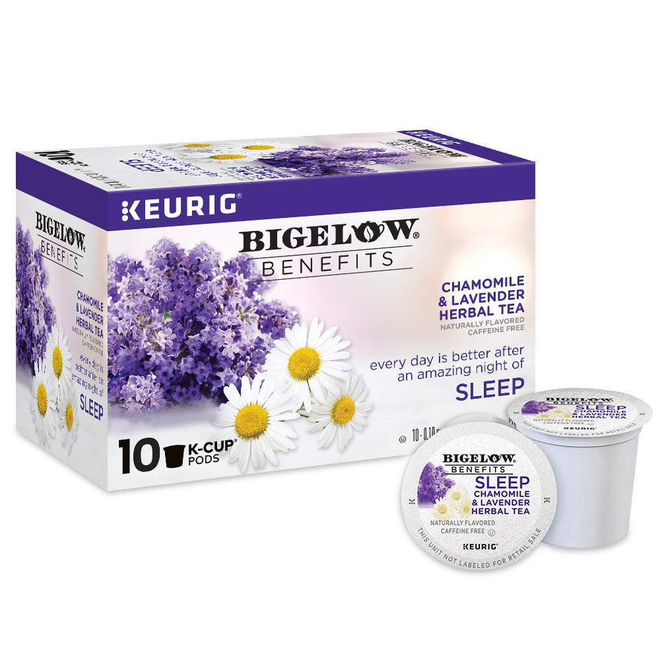 Bigelow Sleep Chamomile Lavender K-Cup pod ready for a calming night routine.