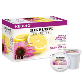Bigelow Stay Well Lemon Echinacea K-Cup pod for a convenient caffeine-free cup.