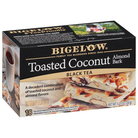 Bigelow Toasted Coconut Almond Bark Black Tea box ready for tasting and gifting.