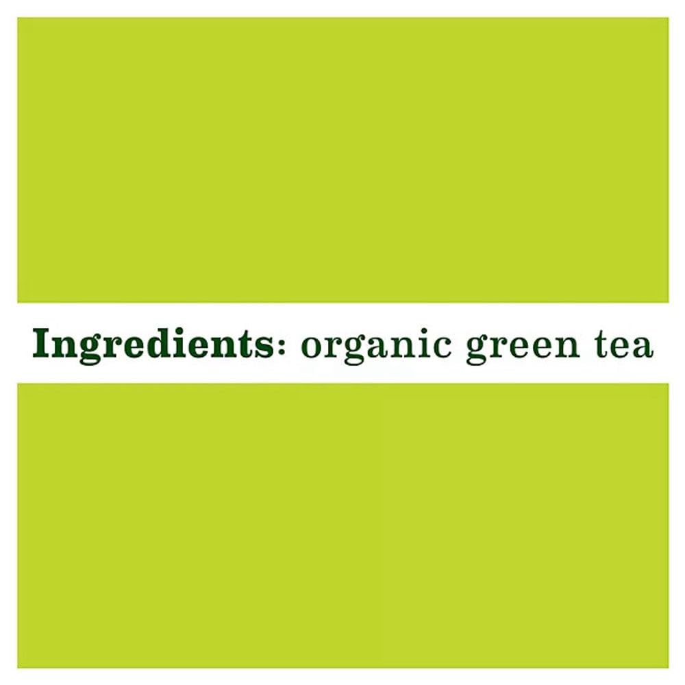 Bigelowwss Organic Green Tea label highlights USDA Organic and Non-GMO quality.